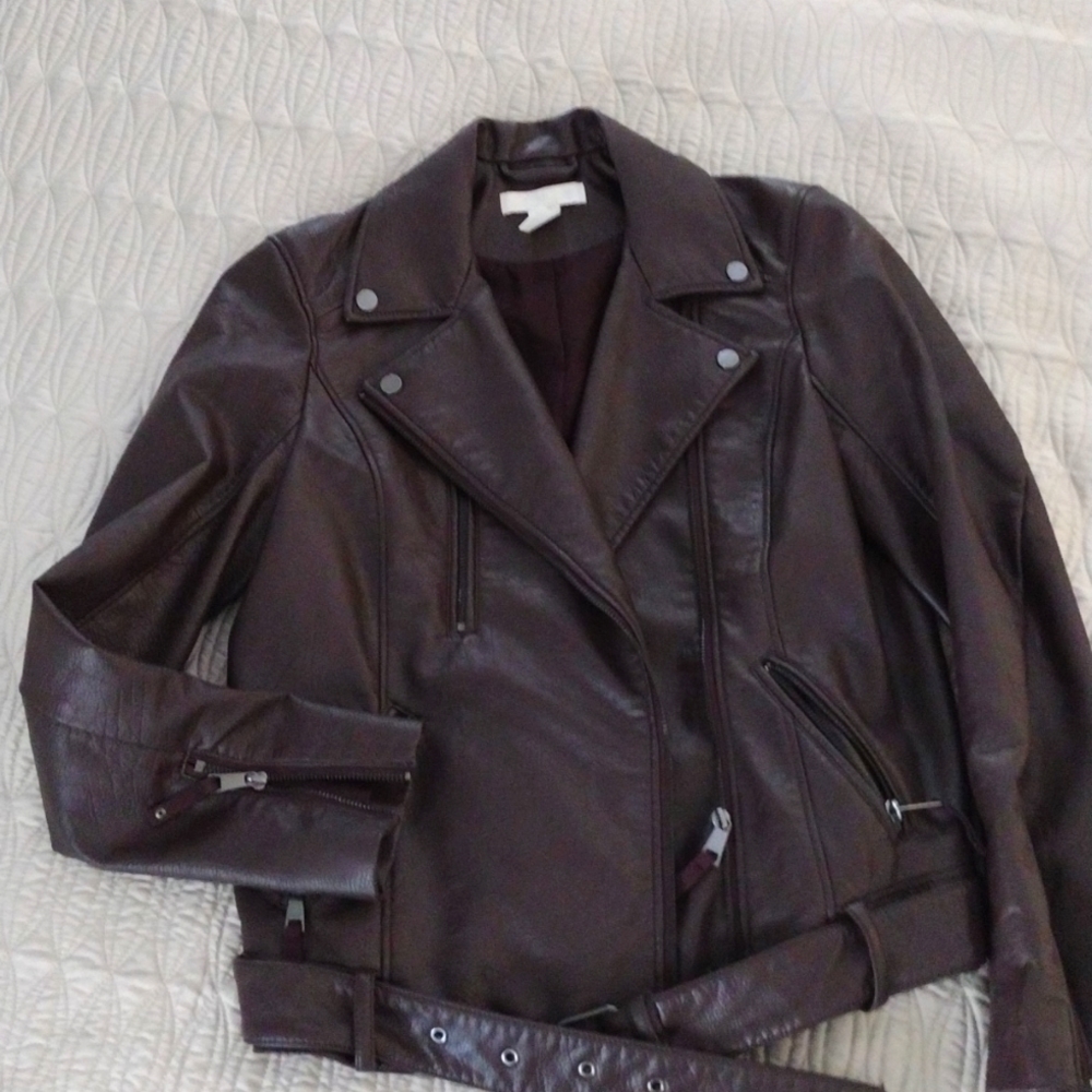 H&m dark brown faux leather jacket 4